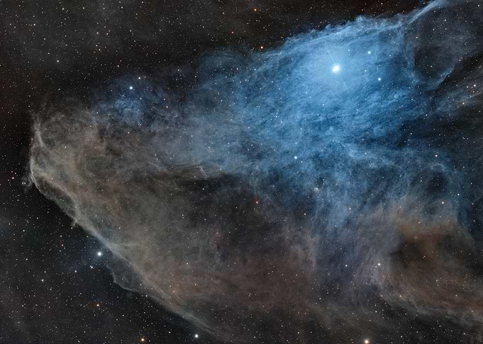 The Blue Horsehead - Cosmic Nebula with Bright Star
