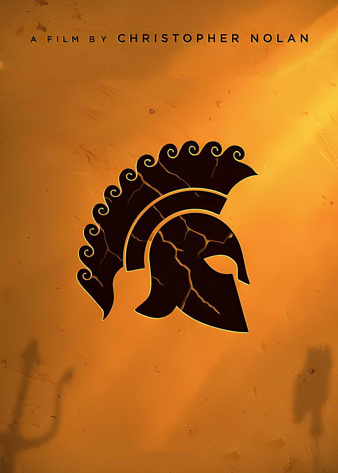 Christopher Nolan Film Poster with Spartan Helmet