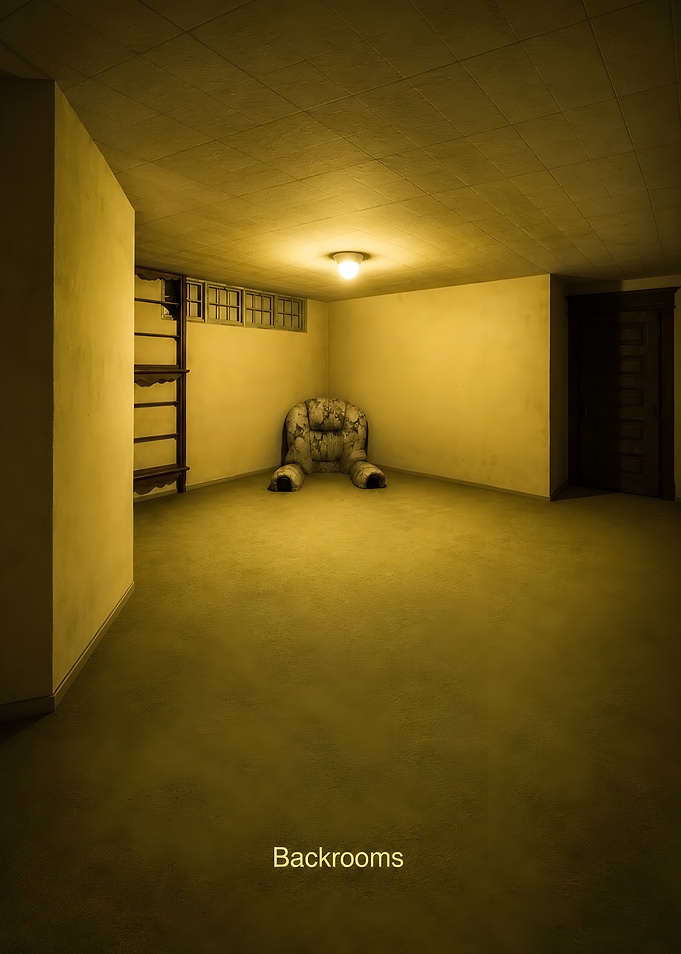 Backrooms horror scene