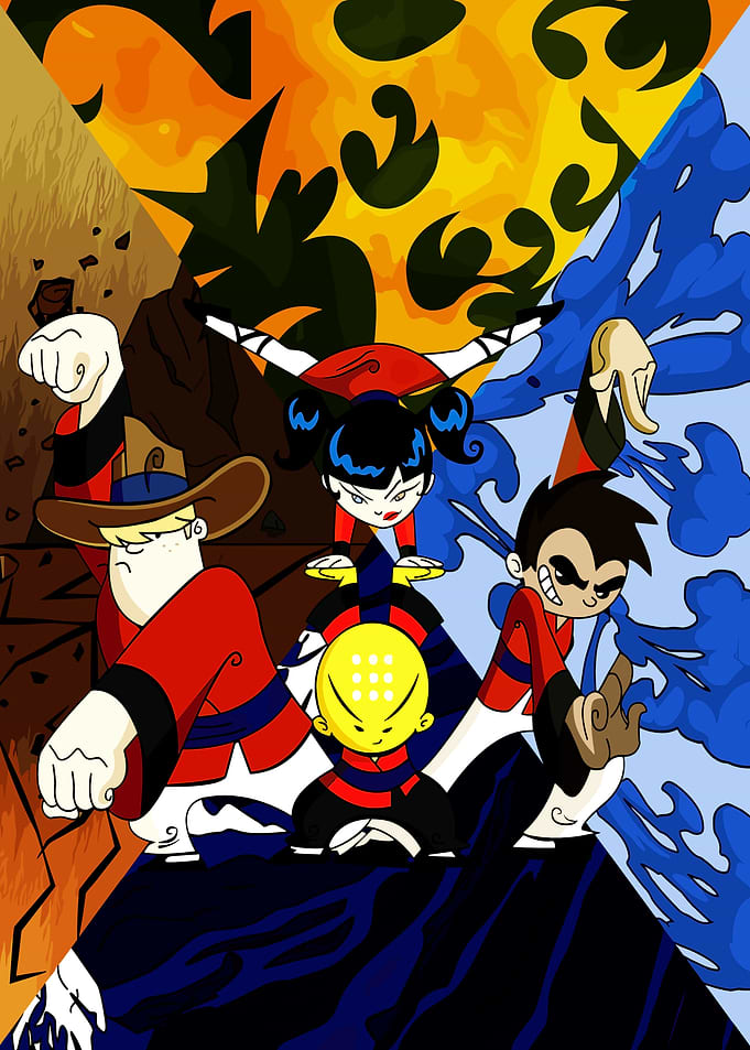 Four Martial Artists in Dynamic Poses