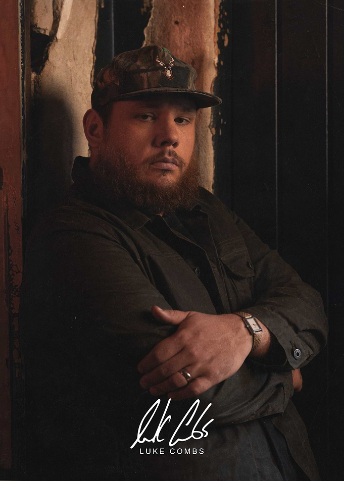 Luke Combs Portrait with Signature