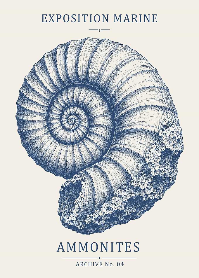 Vintage Ammonite Poster – Marine Natural History Wall Art
