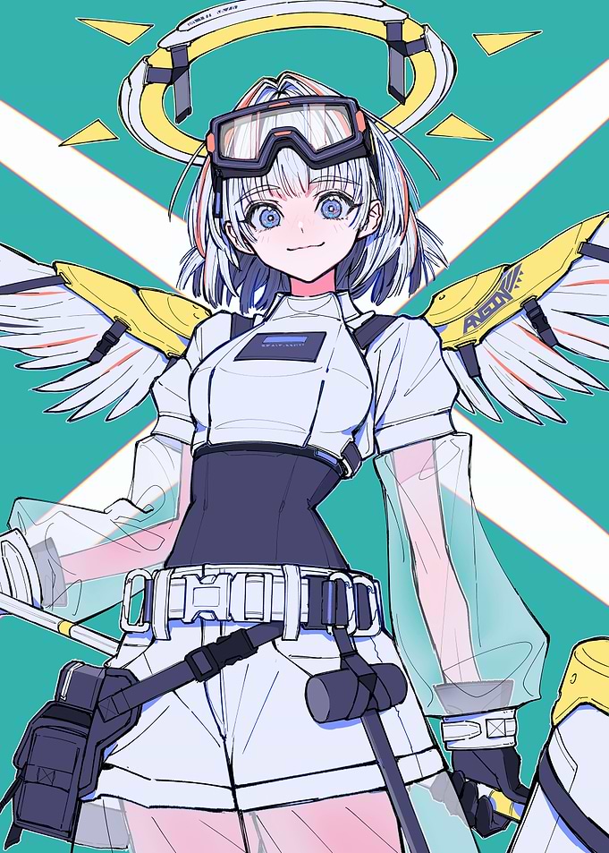 Anime Girl with Wings and Halo