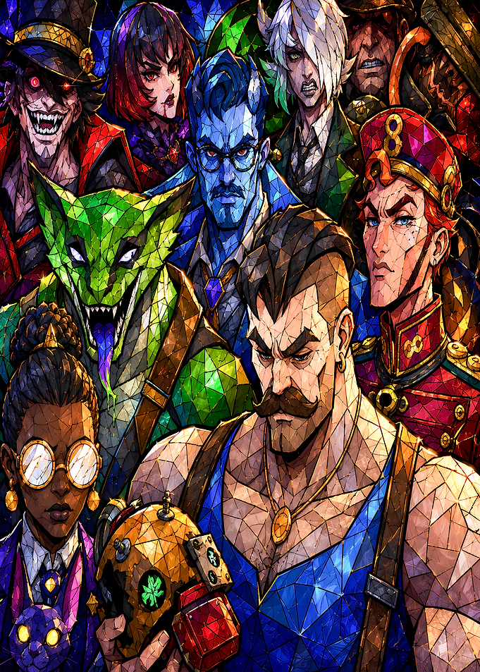 Stained Glass Anime Character Group