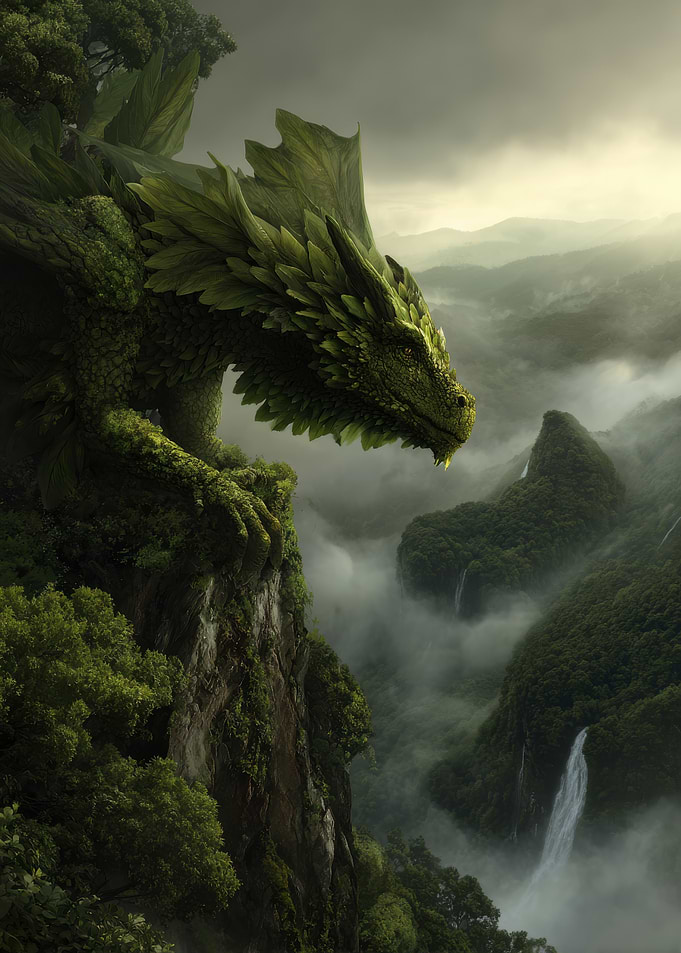 Green Dragon Over Misty Mountains