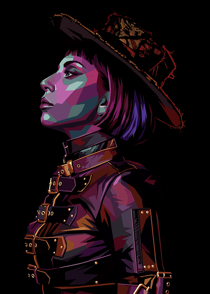 Pop Art Portrait of a Woman in a Hat