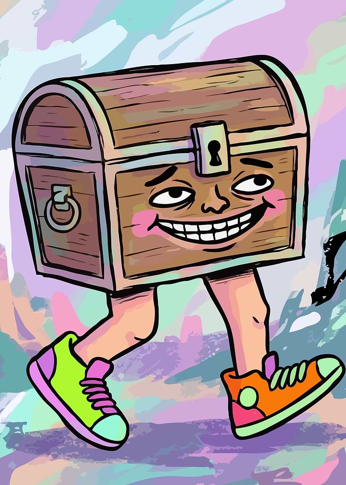 Walking Treasure Chest with Face