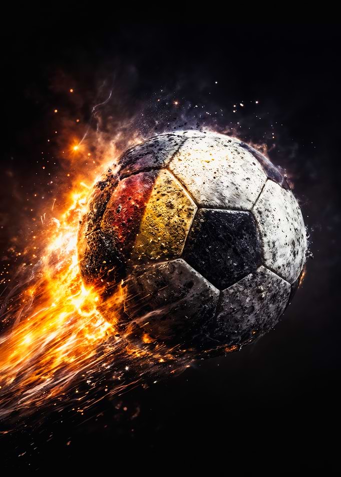 Belgium Flag Fiery Football Poster