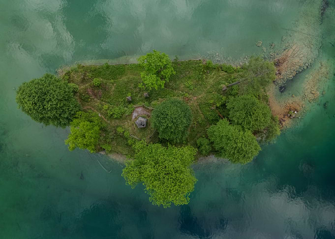 Aerial View of a Small Island