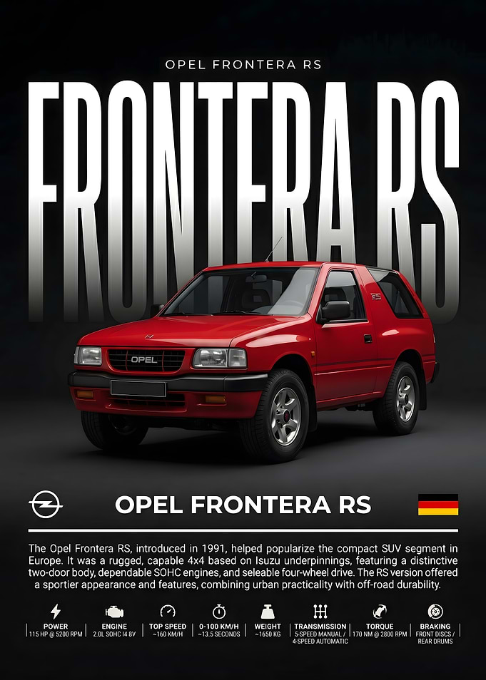 Opel Frontera RS Car Poster