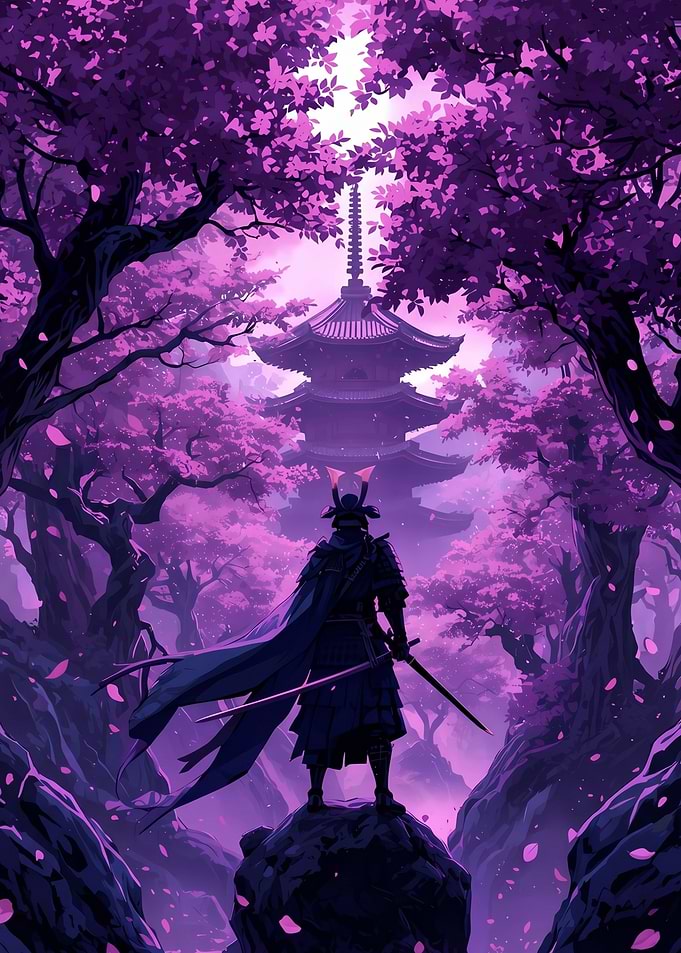 Samurai in a Purple Forest