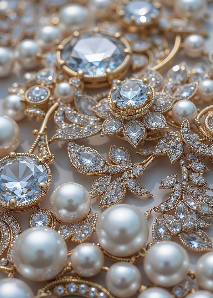 Ornate Gold and Diamond Jewelry