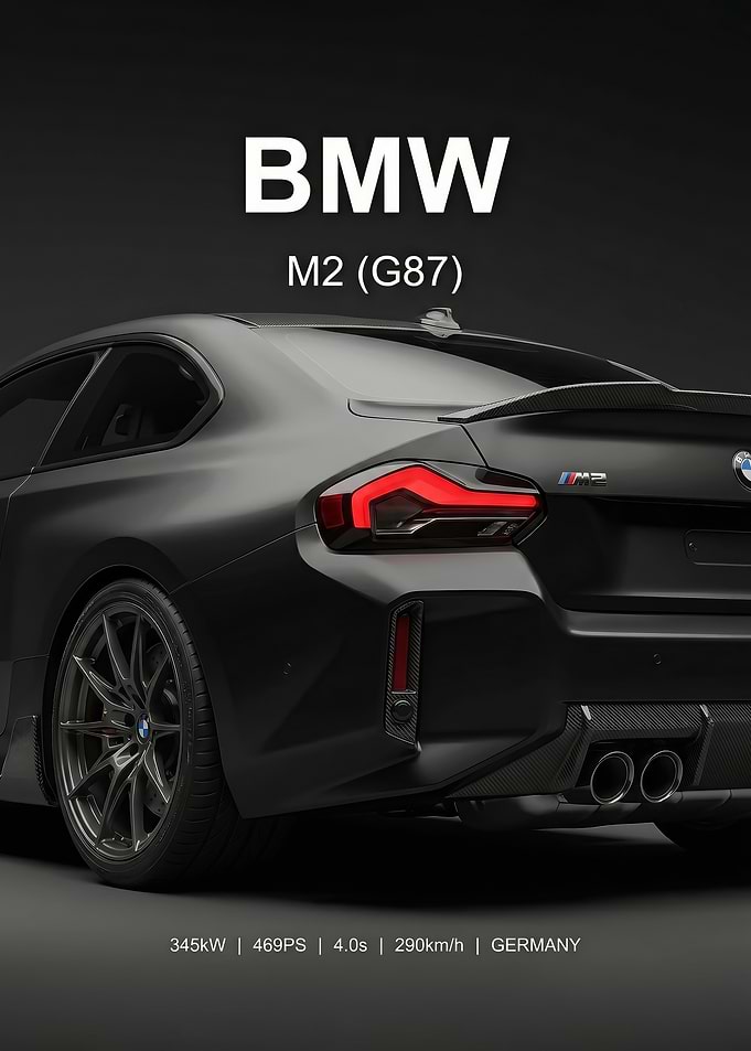 close up sleek bmw m2 g87 Rear View poster