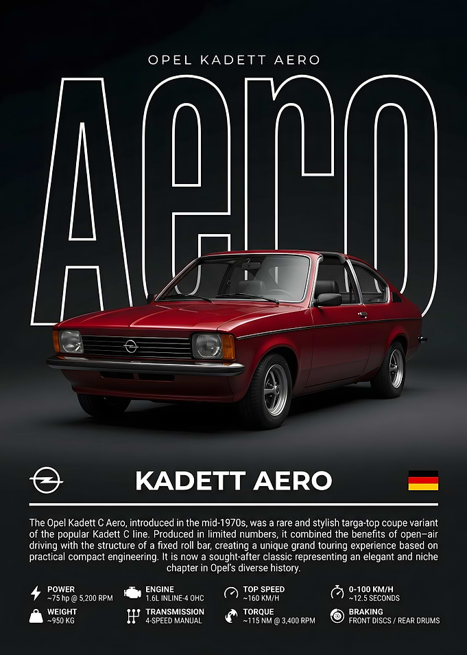 Opel Kadett Aero Car Poster