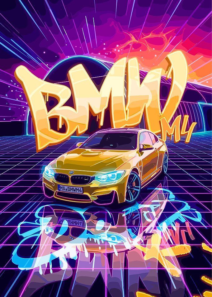 Retro BMW M4 Graffiti Art