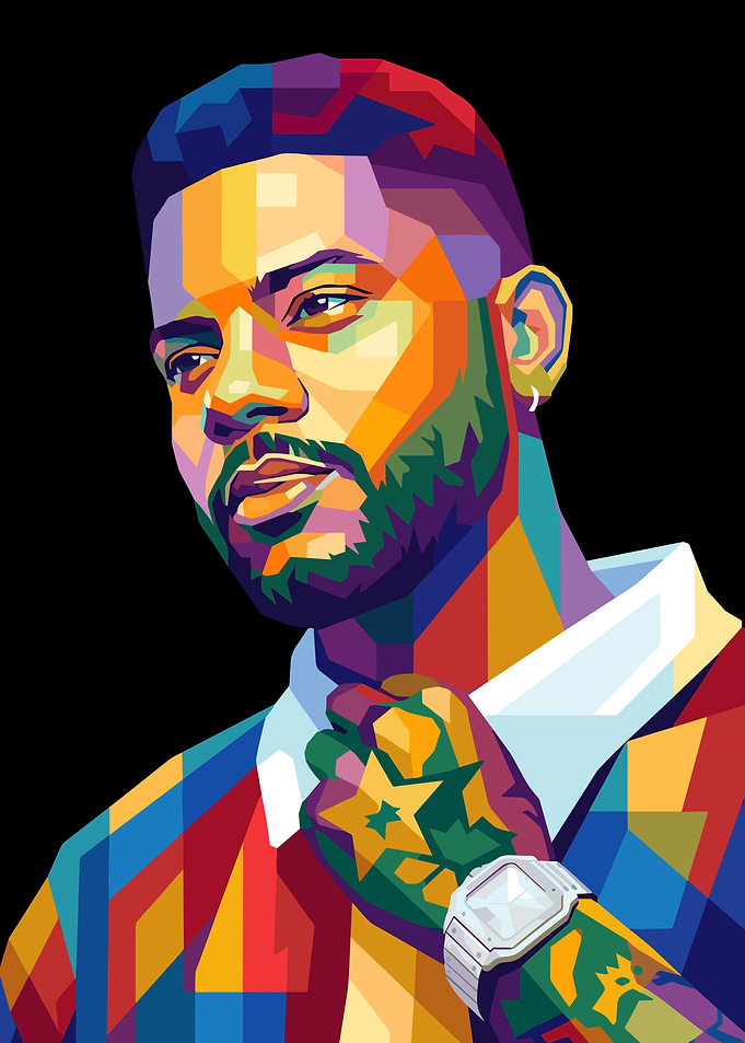 Colorful WPAP Portrait of a Bryson Tiller