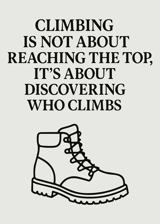 Climbing Motivation Quote Poster Hiking Boot Line Art Wall Decor Minimalist Print