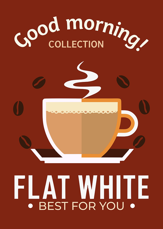 Flat White Coffee Minimalist Vintage Cafe Poster