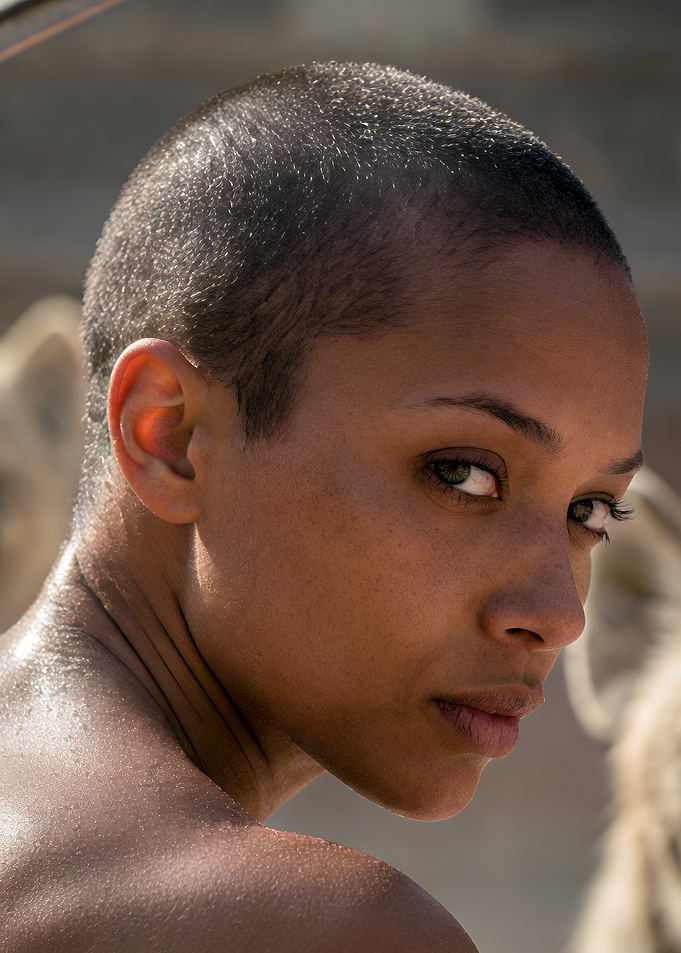 Close-up Portrait of a Woman with Buzz Cut