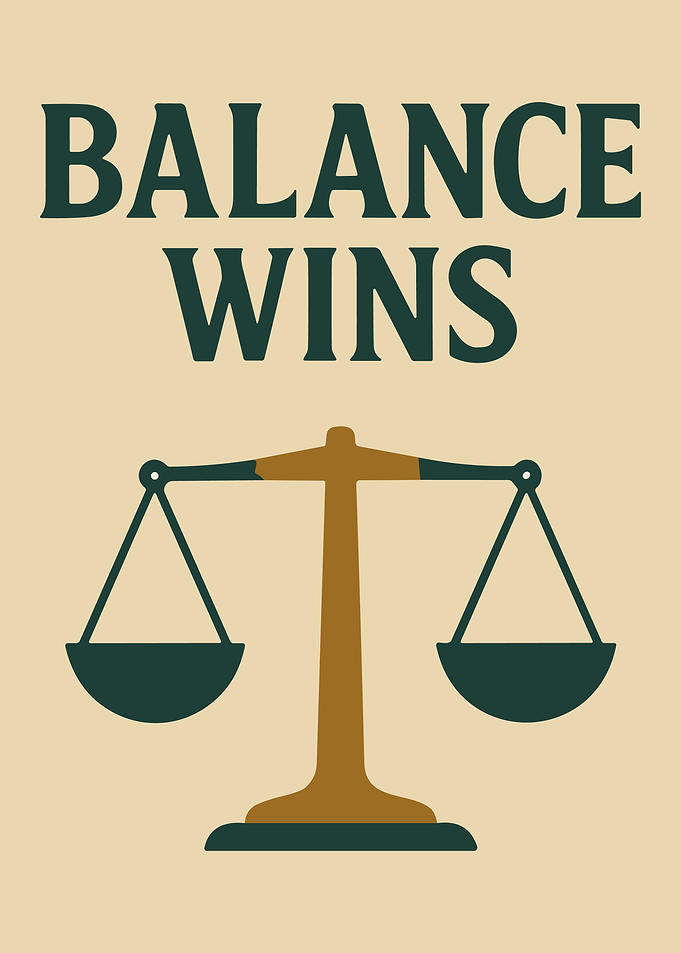 Balance Wins Typography Poster Minimalist Justice Scale Wall Art
