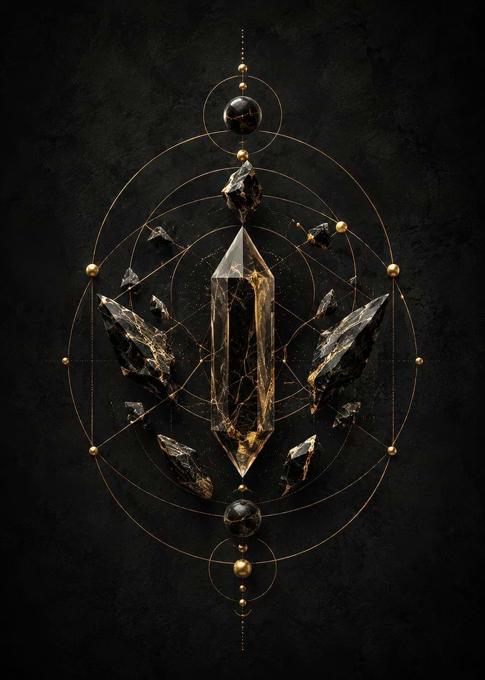 Geometric Crystal and Gold Orbs