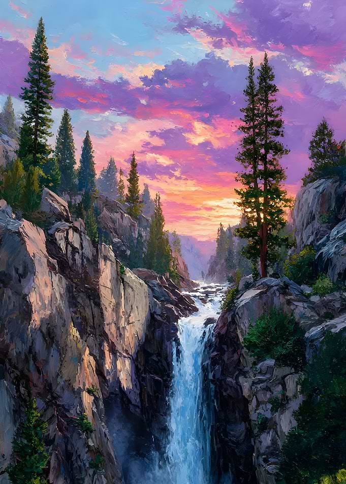 Waterfall at Sunset