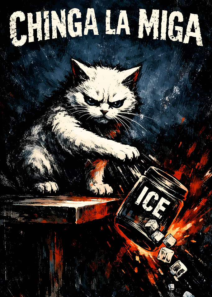 Angry Cat with Ice Jar