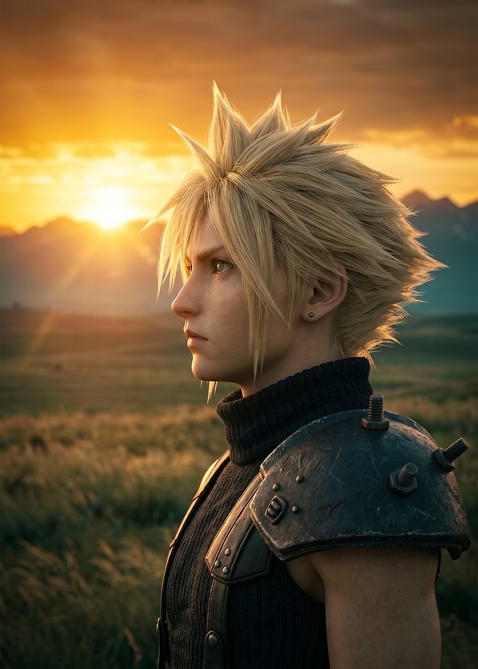 Cloud Strife in a Sunset Field