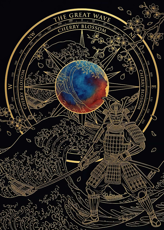 Samurai Warrior and Great Wave