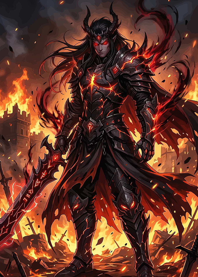 Fiery Demon Warrior with Sword