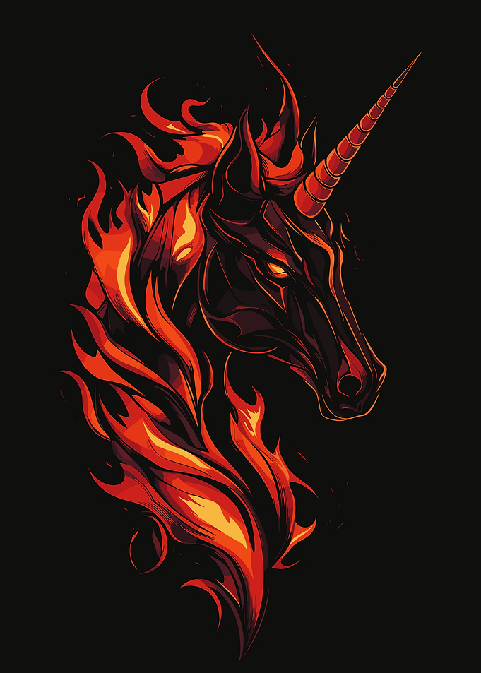 Fiery Unicorn Head