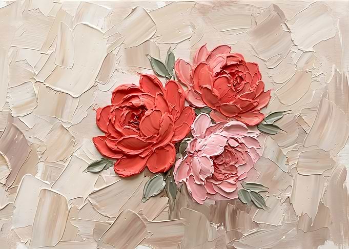 Pink Textured Floral Painting