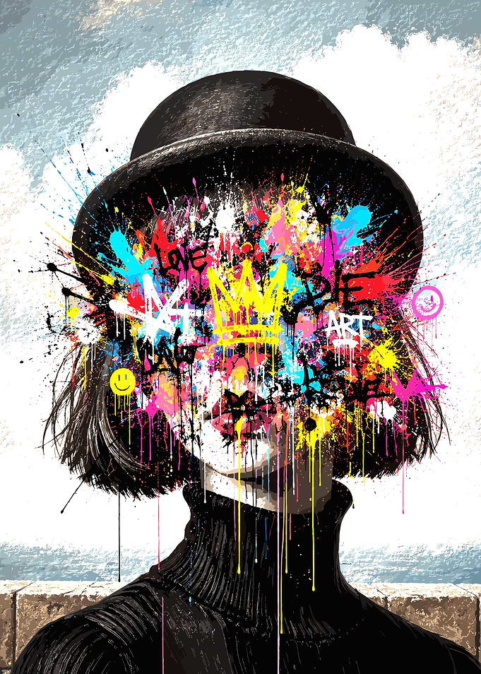 Graffiti Art Portrait with Hat