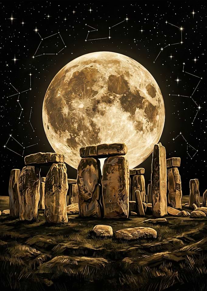 Stonehenge Under a Full Moon