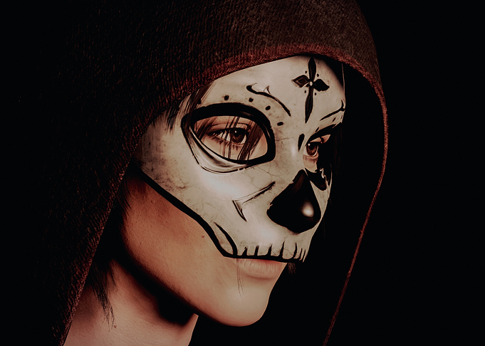 lara croft in Sugar Skull Mask and Hood