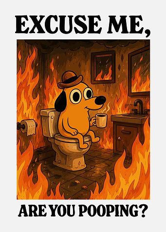 Dog in Burning Bathroom