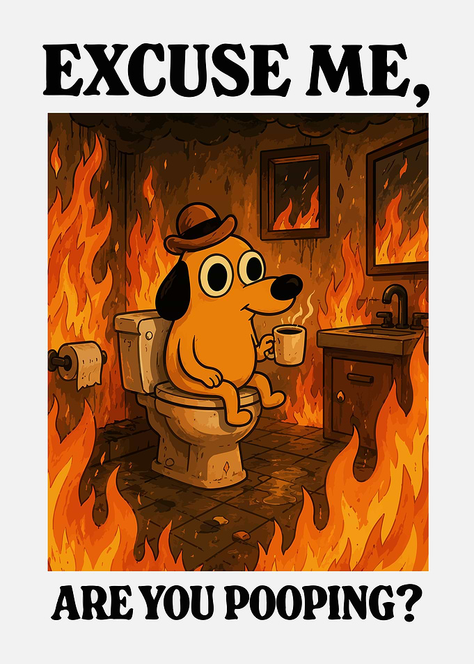 Dog in Burning Bathroom
