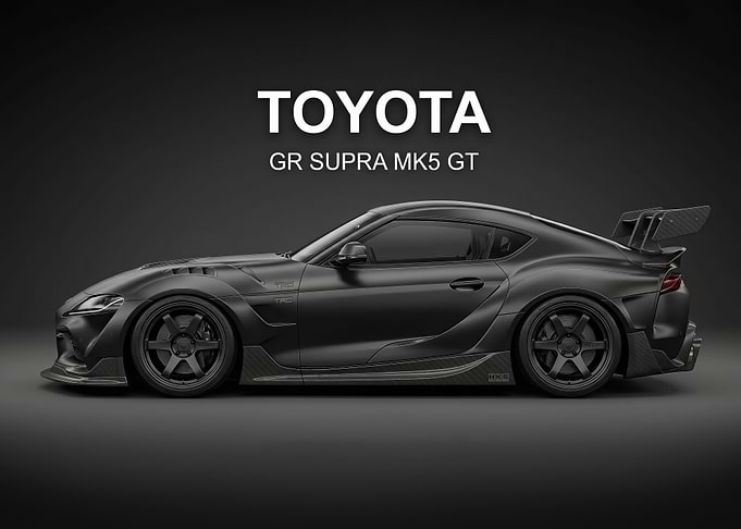 Matte Black Toyota GR Supra mk5 GT car poster