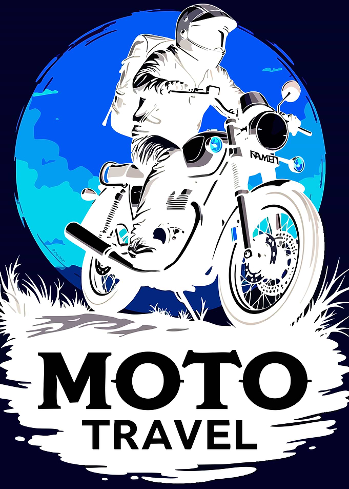 Motorcycle Rider in Blue Circle