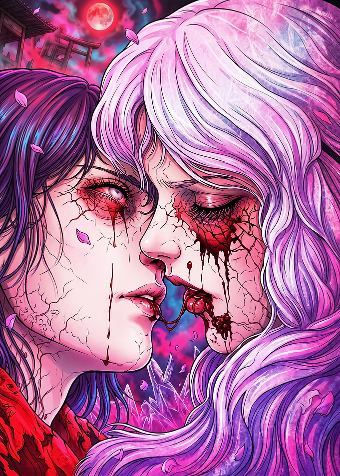 Gory Kiss Between Two Women