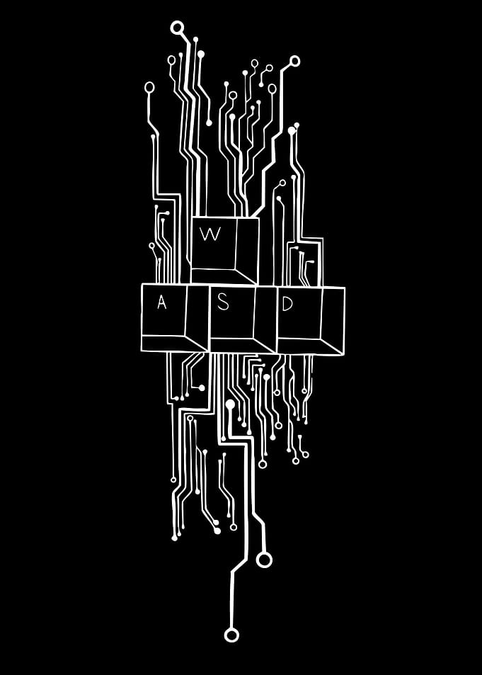 WASD Keyboard Circuit Board Art