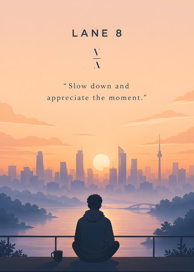 Man watching city sunset