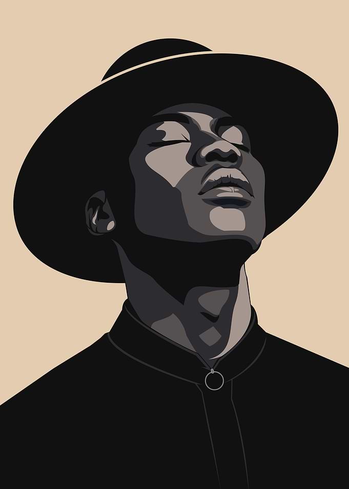 Man in Hat and Black Shirt
