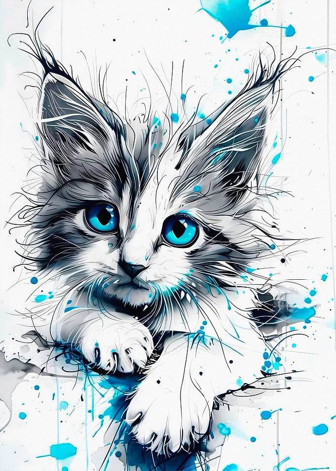 Cute Kitten with Blue Eyes