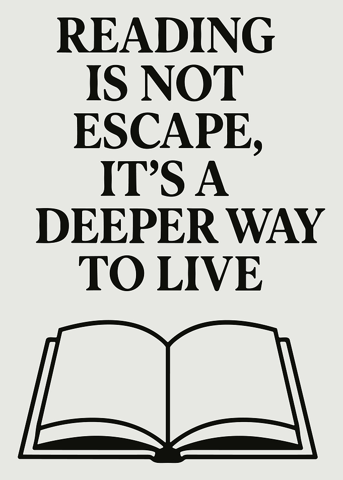 Reading Is Not Escape Typography Poster Minimalist Book Lover Wall Art