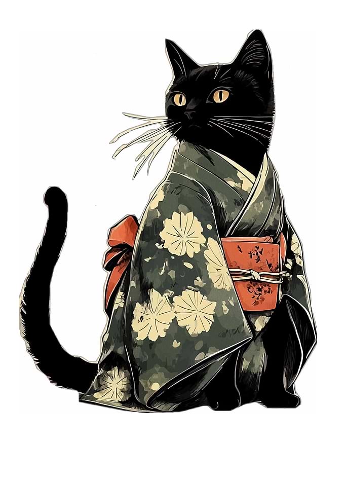 Black Cat in Kimono