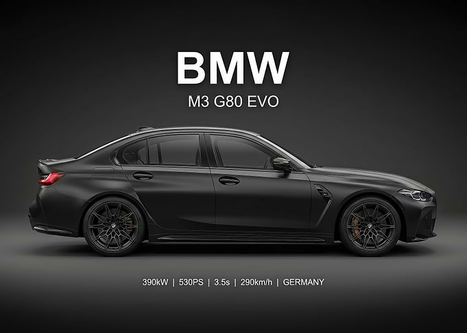 Matte Black bmw g80 EVO seek car poster