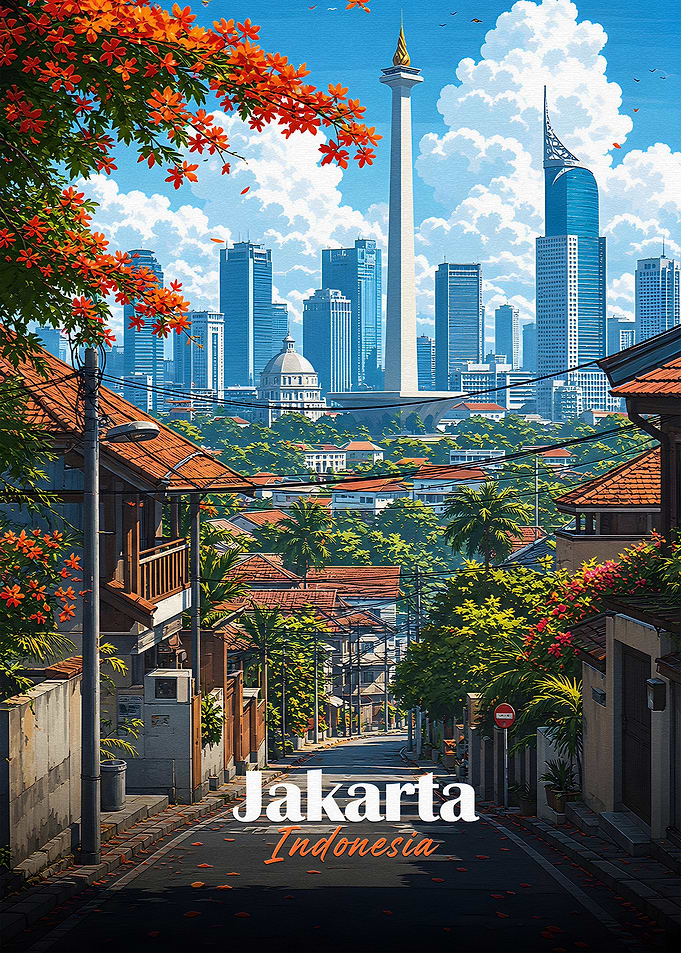 Jakarta Cityscape with Monas Tower