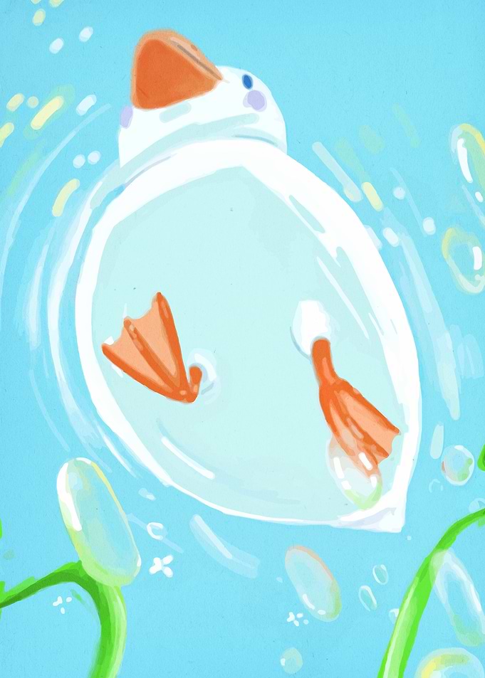 Cute Duck Floating in Water