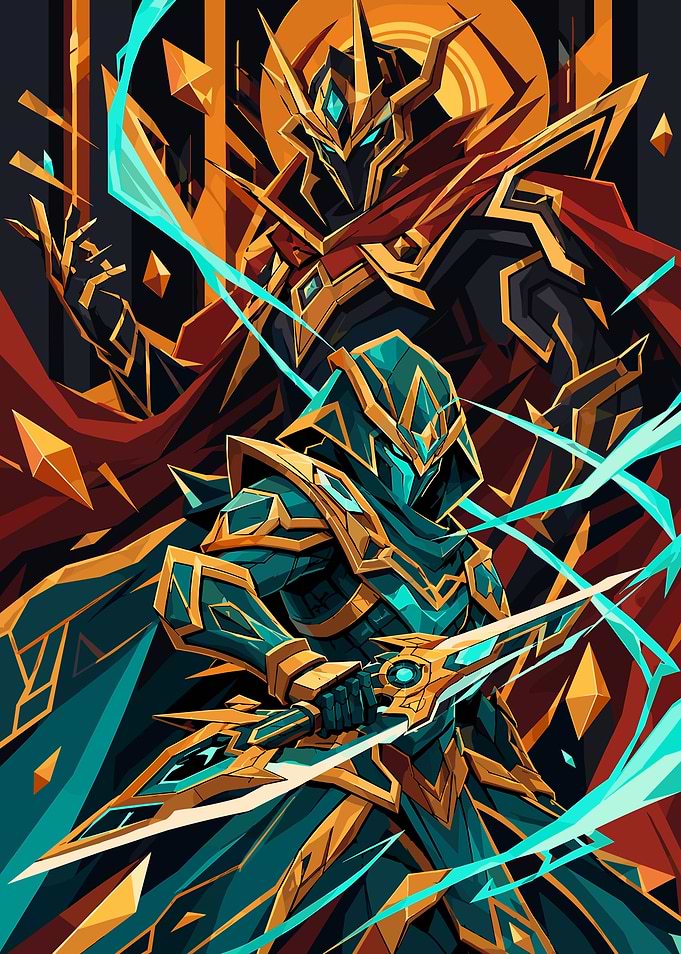 Warframe Fantasy Warriors with Glowing Weapons